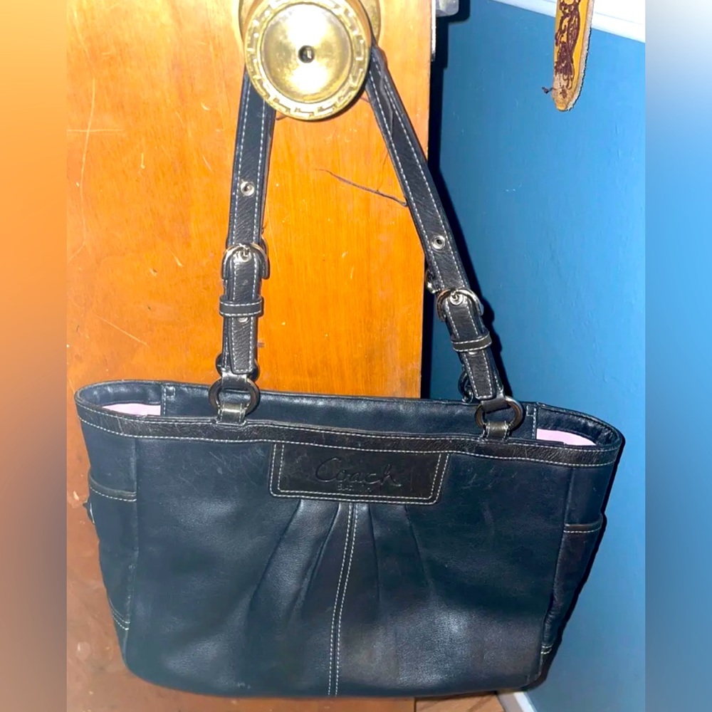 Authentic Coach black leather shoulder bag